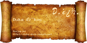 Duka Ákos névjegykártya